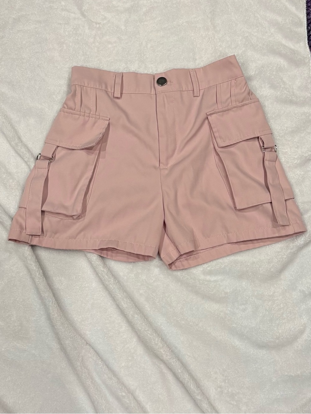 Girls Pink Cargo Shorts Size 9/10 Utility Y2K Style